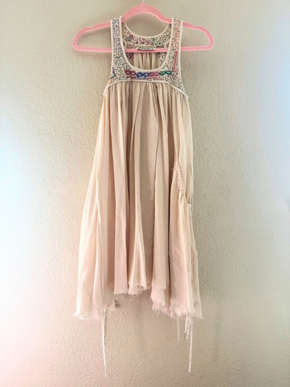 AllSaints Embroidered Cotton Asymmetrical Midi Dress Size 6